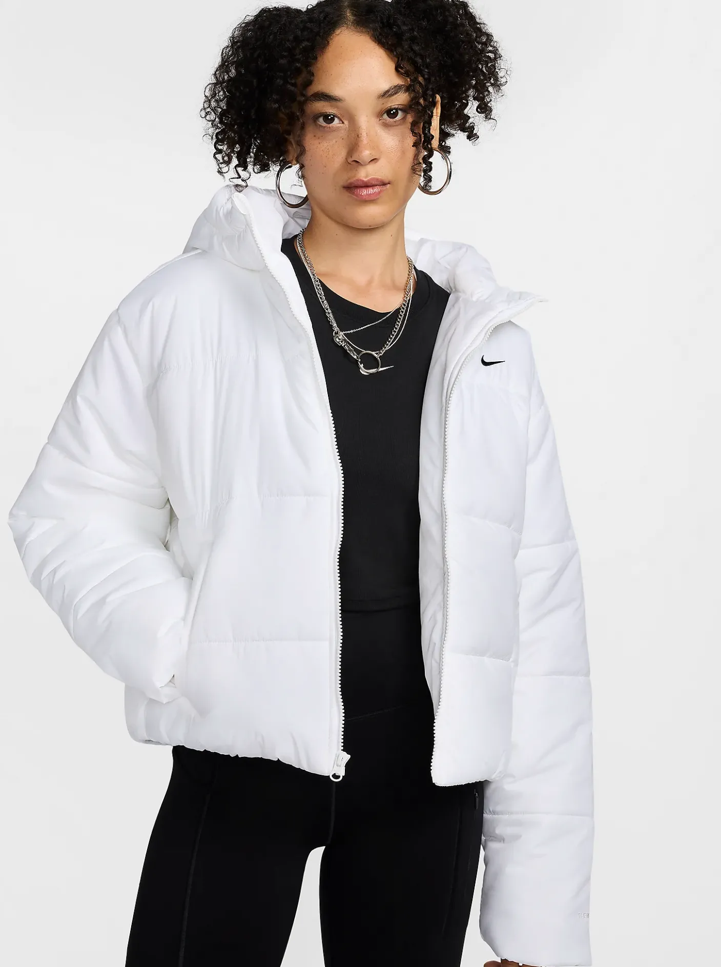 Women Nike Puffers|Jackets & Vests-Sportswear Classic Puffer Therma-FIT Loose Hooded Jacket