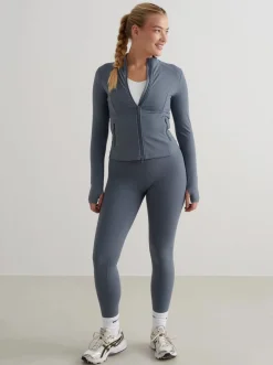 Women Aimn Jackets & Vests-Stormy Blue Sense Zip Jacket