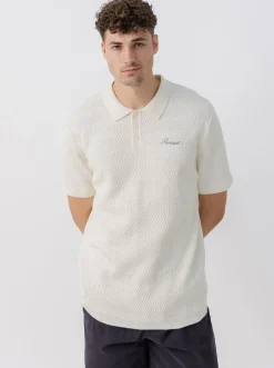 Pursuit of Happiness Polos & Shirts-Textured Knit Polo in Cream