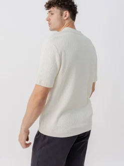 Pursuit of Happiness Polos & Shirts-Textured Knit Polo in Cream