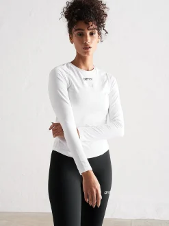 Women Aimn Tees & Tanks-White Soft Basic Long Sleeve Tee